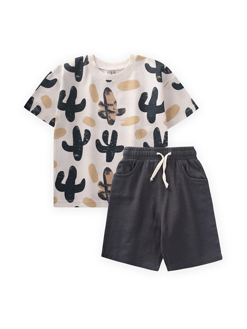 Ekru Erkek Çocuk Baskılı Takım-1