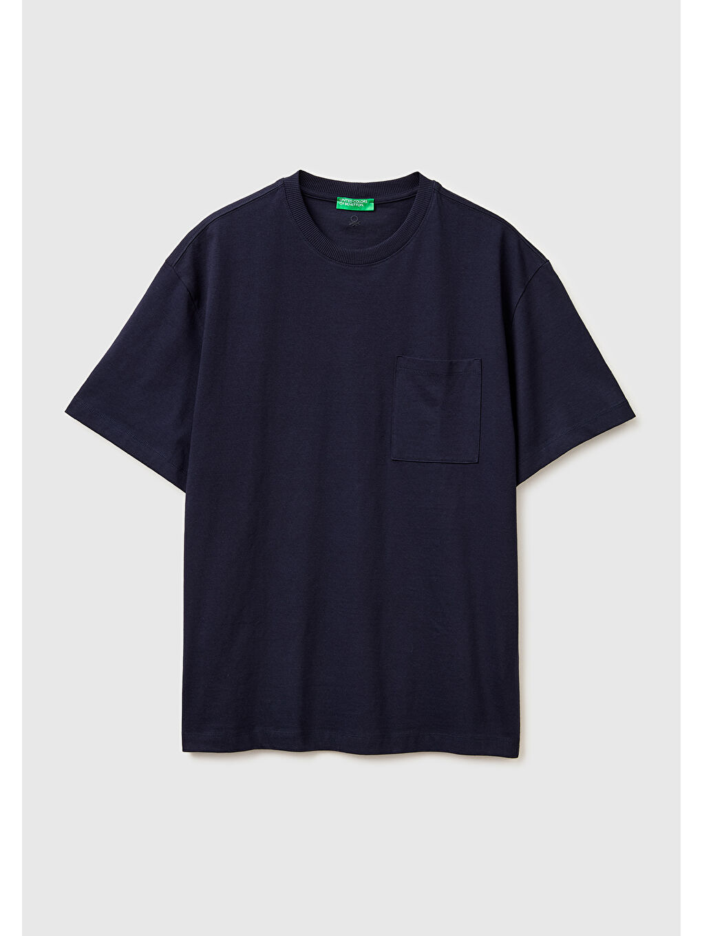 Erkek Lacivert  %100 Pamuk Cepli Arkası Logo Nakışlı Bisiklet Yaka T-Shirt