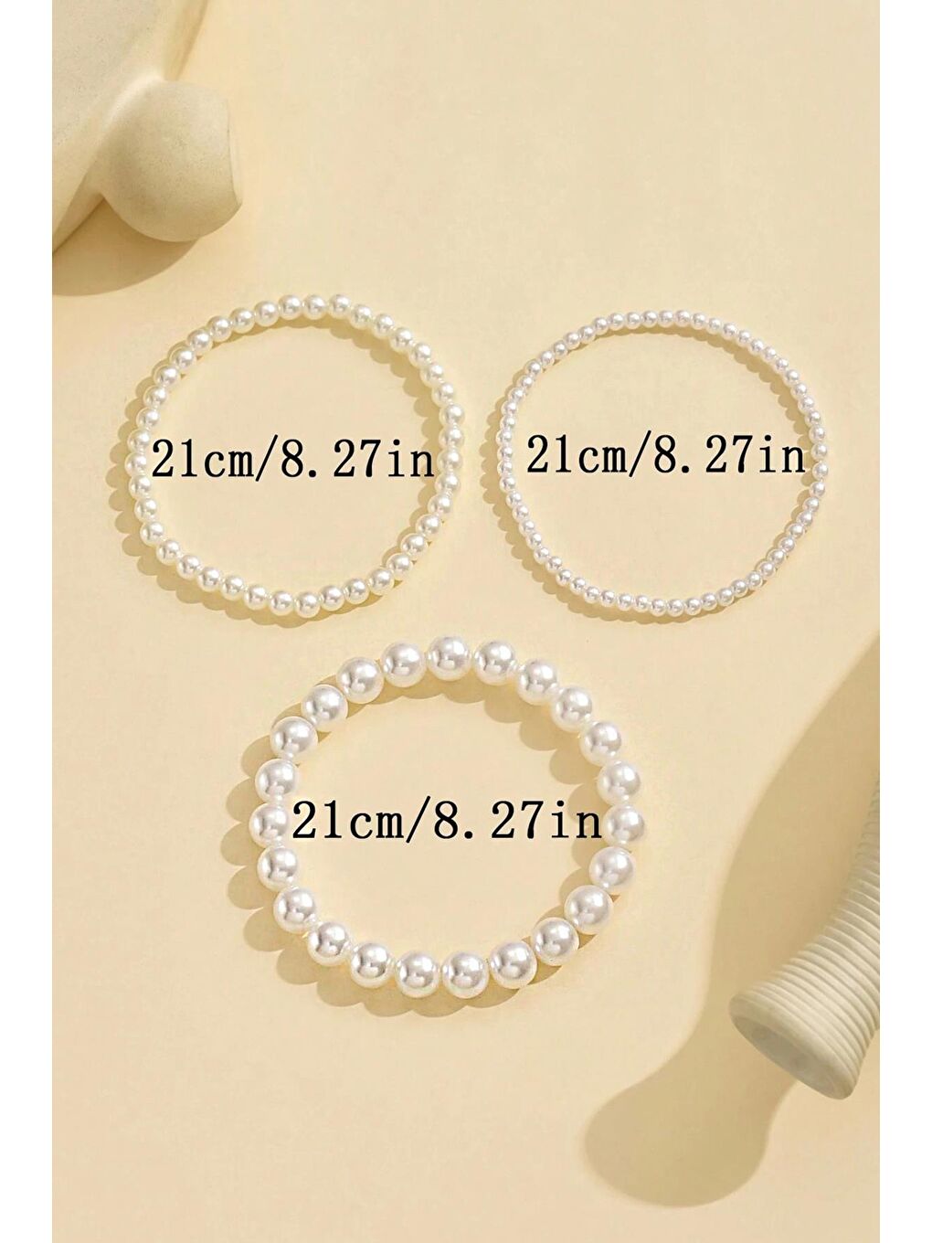 New Obsessions Beyaz İncili 3'lü Set Halhal - 2