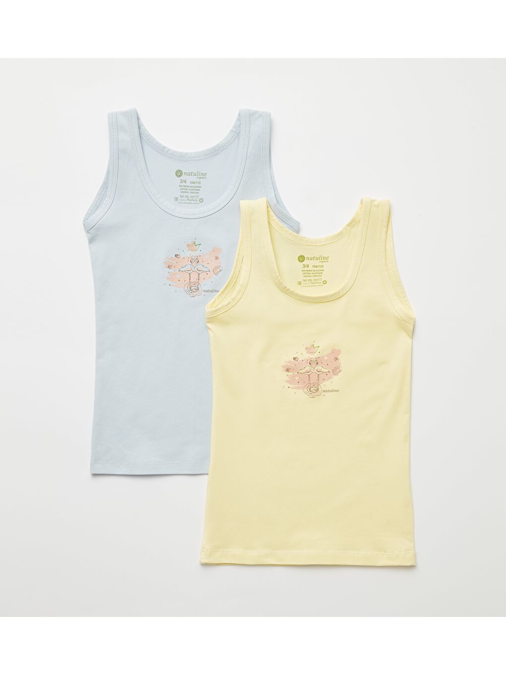 Mavi Kız Çocuk Organik Pamuklu  Atlet Queen Swan 4 lü Paket-1