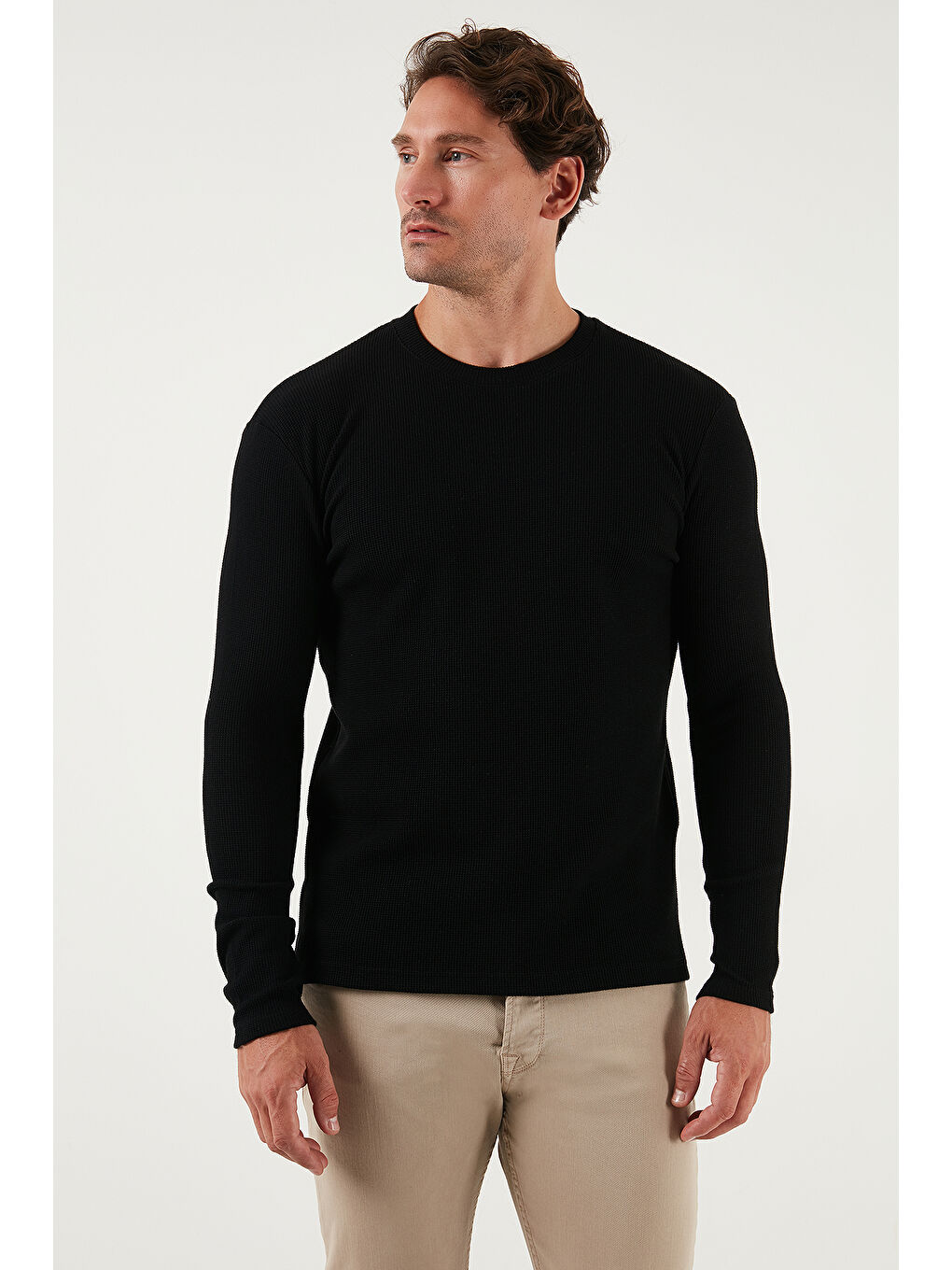 Siyah Pamuklu Bisiklet Yaka Slim Fit Basic 2'li Paket Sweat 5905073S2-2