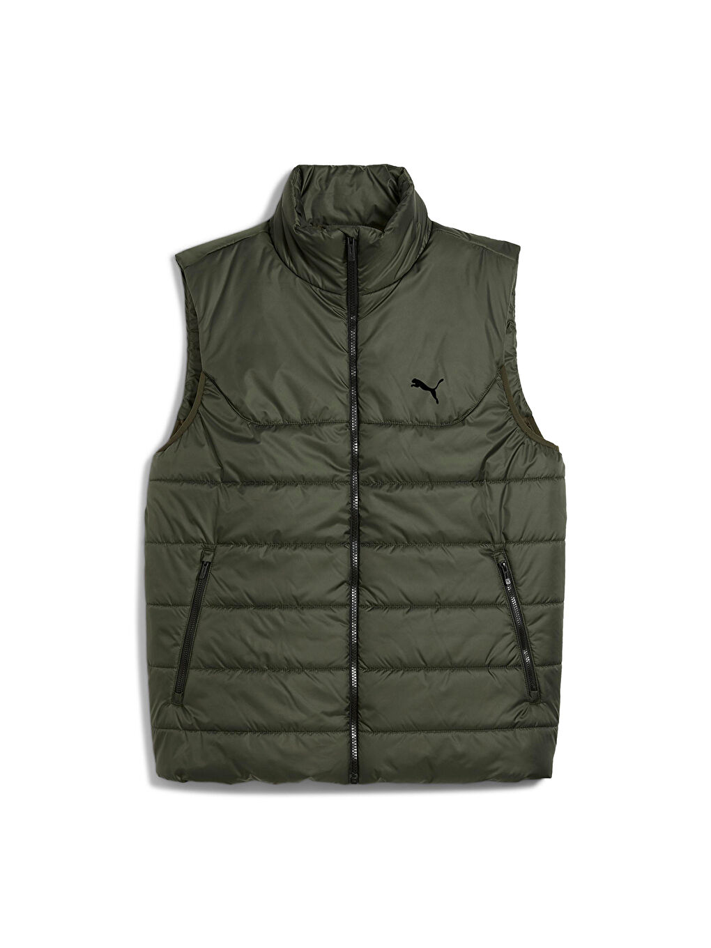 Essentials Padded Erkek Haki Dik Yaka Yelek-3