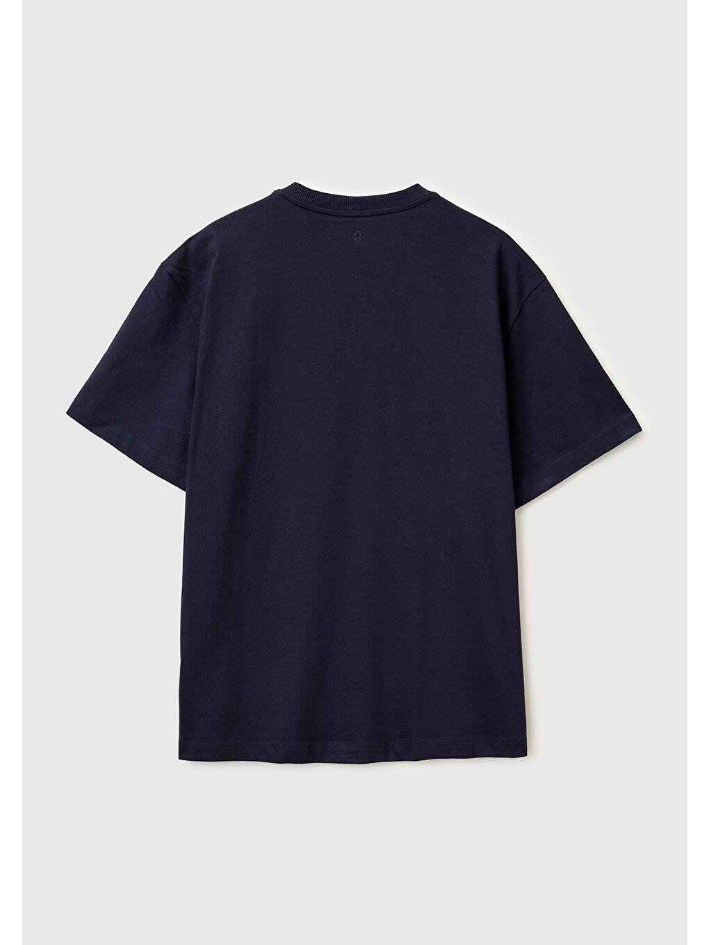 Erkek Lacivert  %100 Pamuk Cepli Arkası Logo Nakışlı Bisiklet Yaka T-Shirt-1