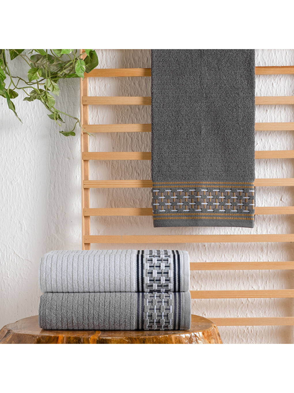 Plain Jakarlı Havlu 70x140 – Antrasit