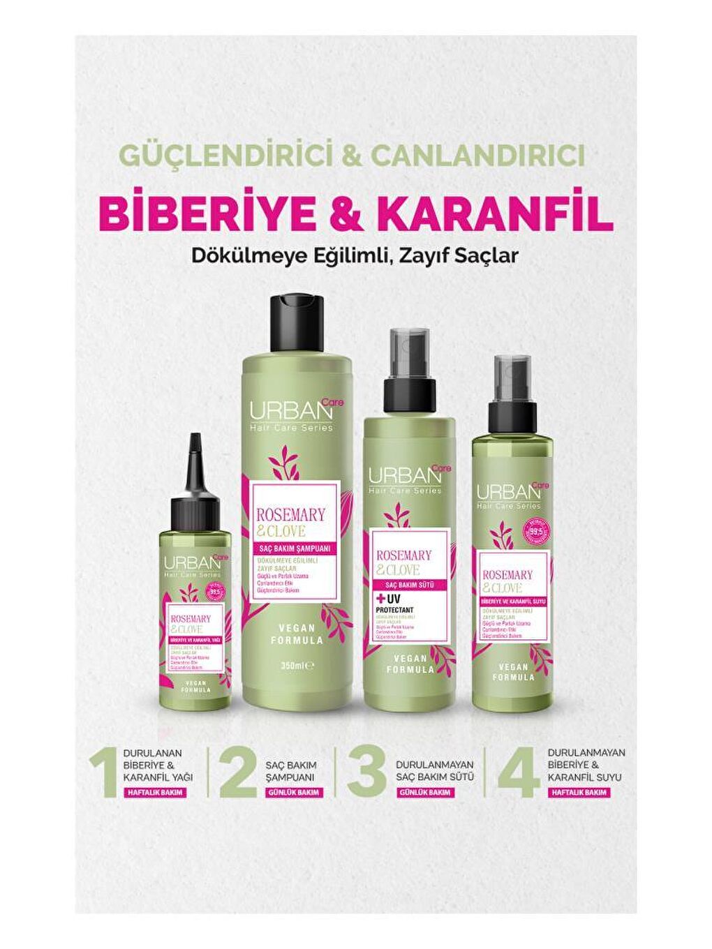 Urban Care Rosemary & Clove Biberiye ve Karanfil Canlandırıcı ve Güçlendirici Saç Bakım Şampuanı  350 ML - 4