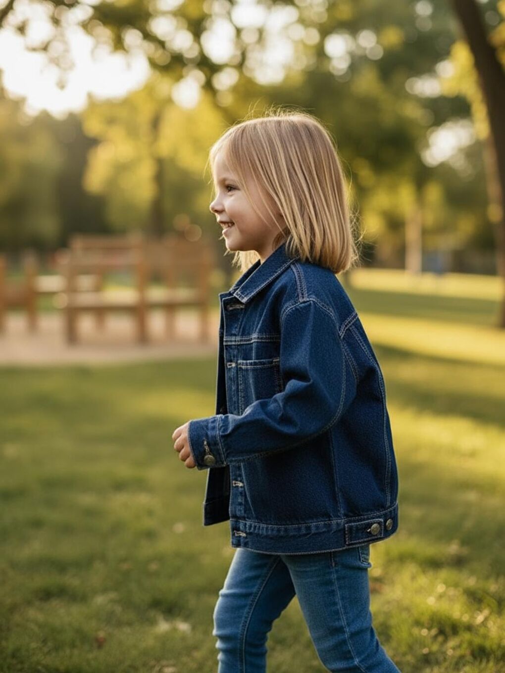 Mavi Unisex Çocuk Pamuklu Uzun Kollu Cep Detayli Denim Ceket-1