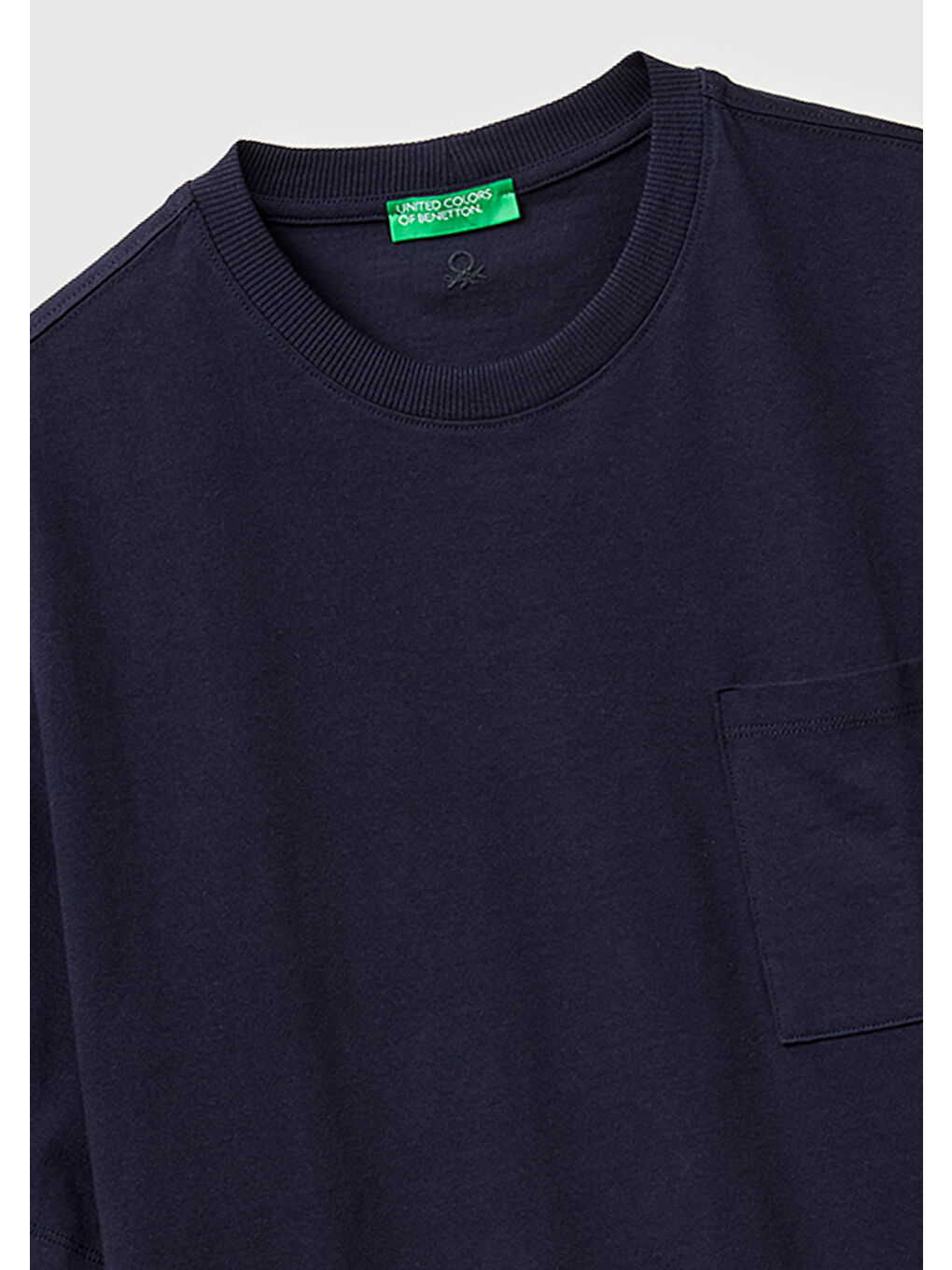 Erkek Lacivert  %100 Pamuk Cepli Arkası Logo Nakışlı Bisiklet Yaka T-Shirt-2