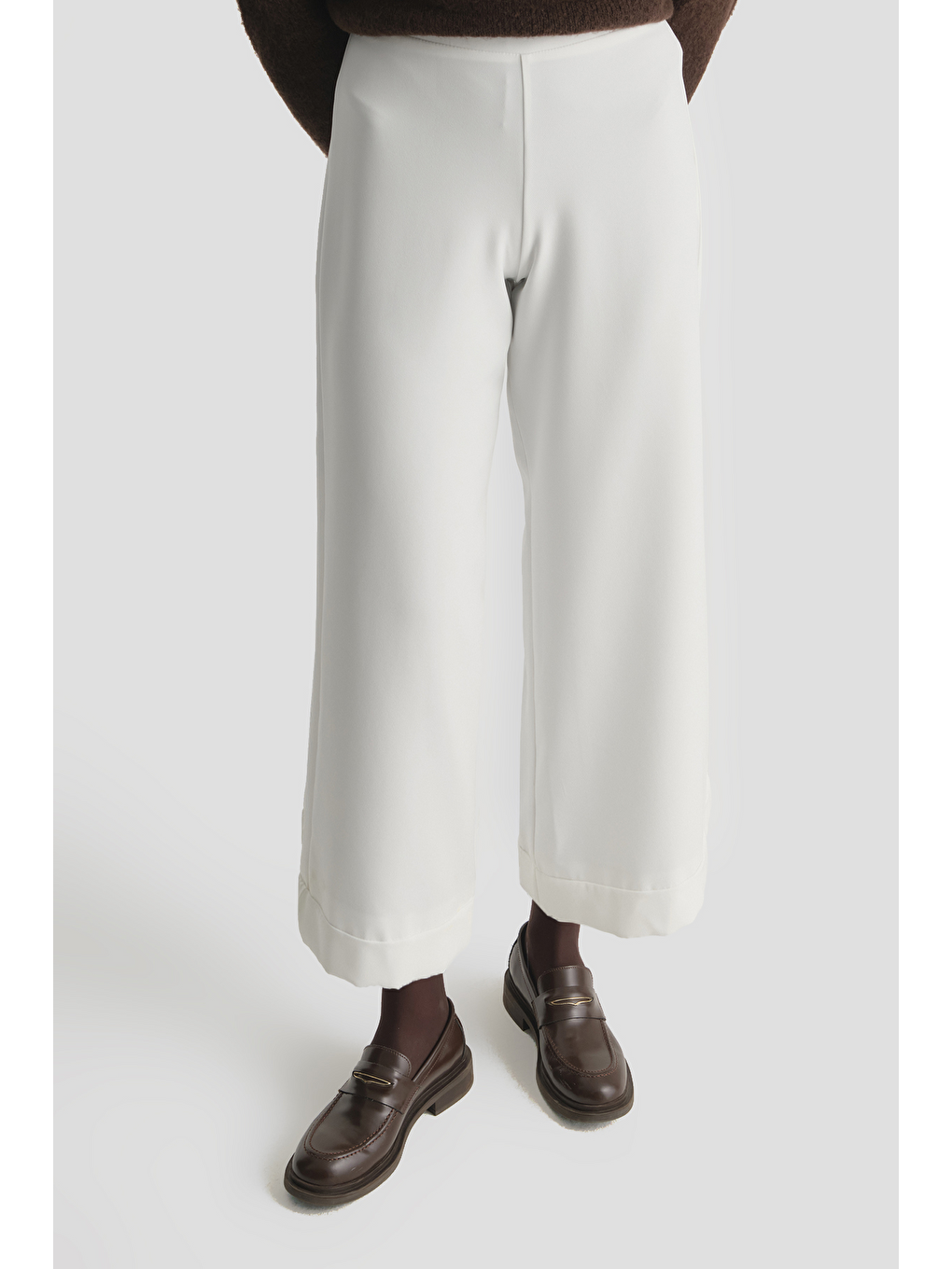 Katlı Paça Pantolon Ekru-2