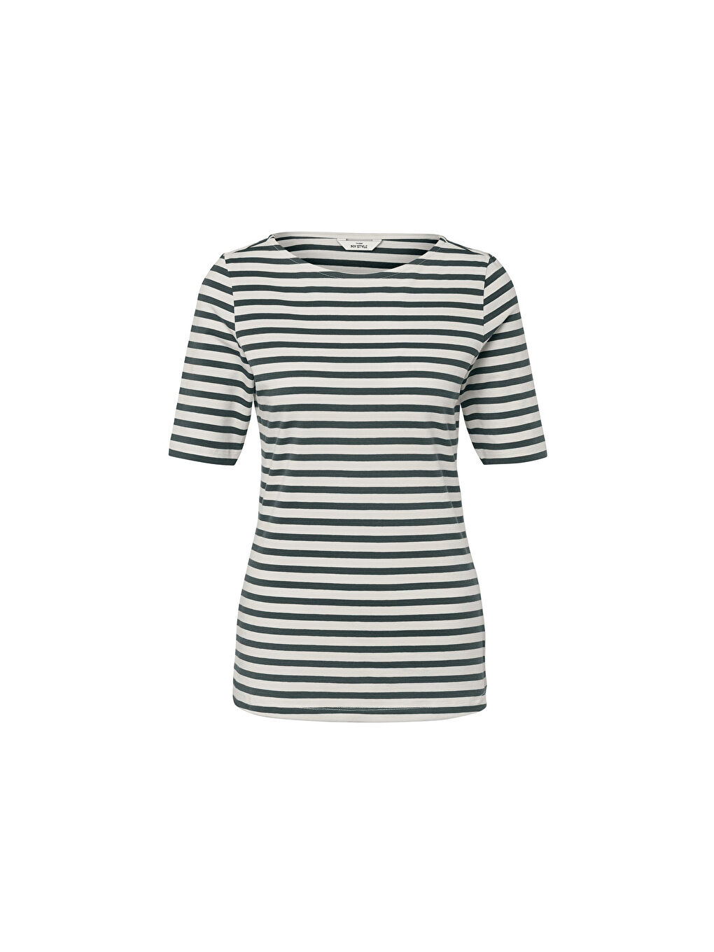 Kadın Tişört, Yarım Kollu, Yeşil Çizgili-1