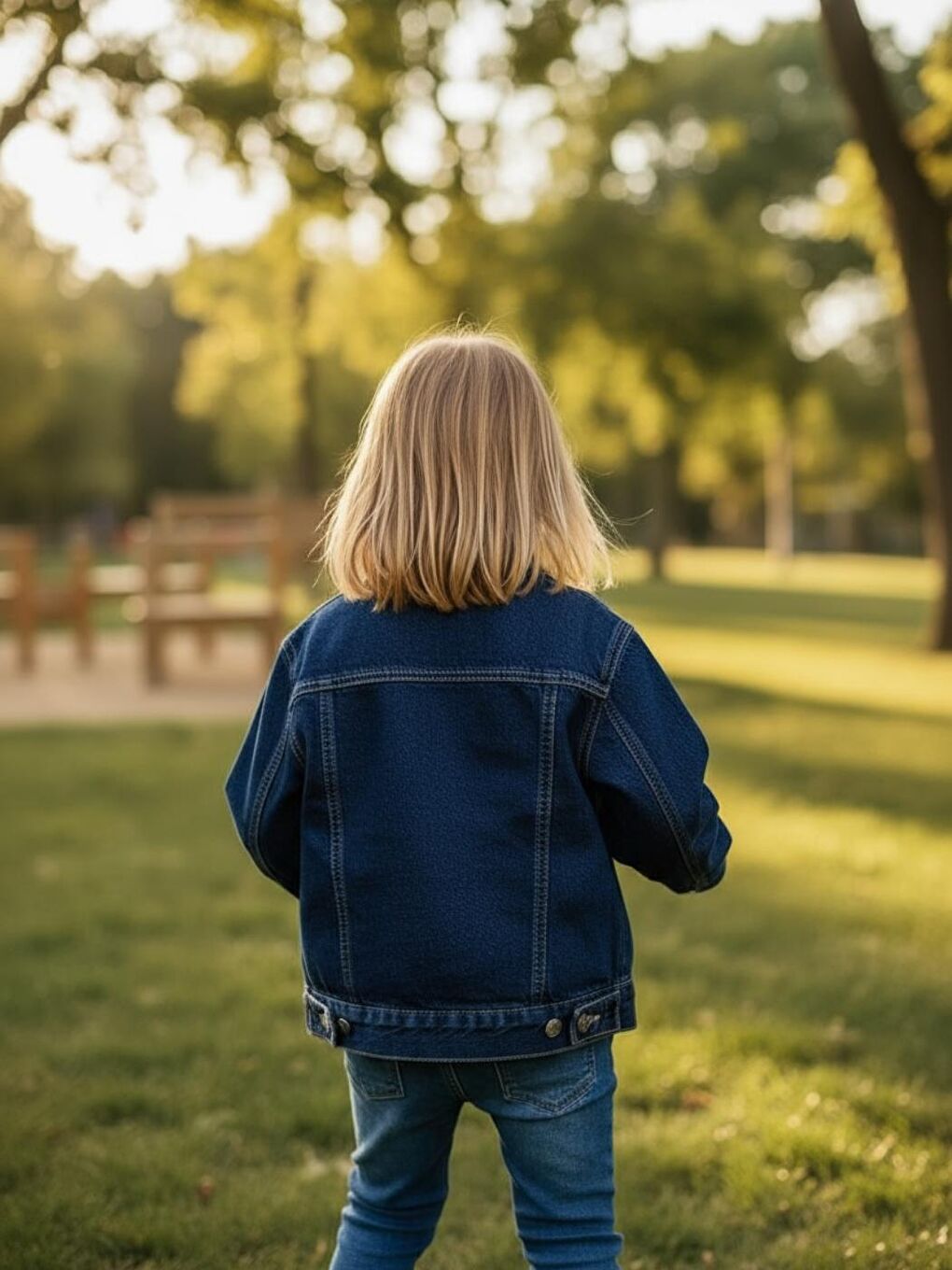 Mavi Unisex Çocuk Pamuklu Uzun Kollu Cep Detayli Denim Ceket-3