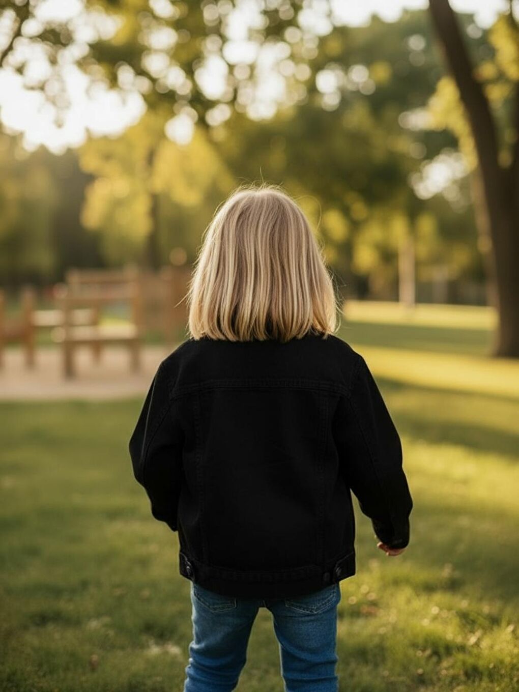 Siyah Unisex Çocuk Pamuklu Uzun Kollu Cep Detayli Denim Ceket-1