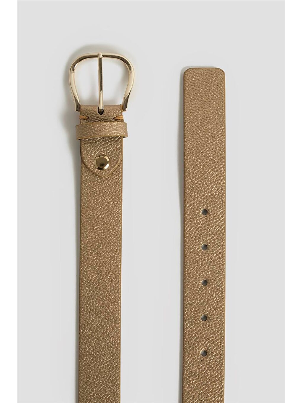 Ekru Parlak Deri Kemer 25Yd014 Gold-1