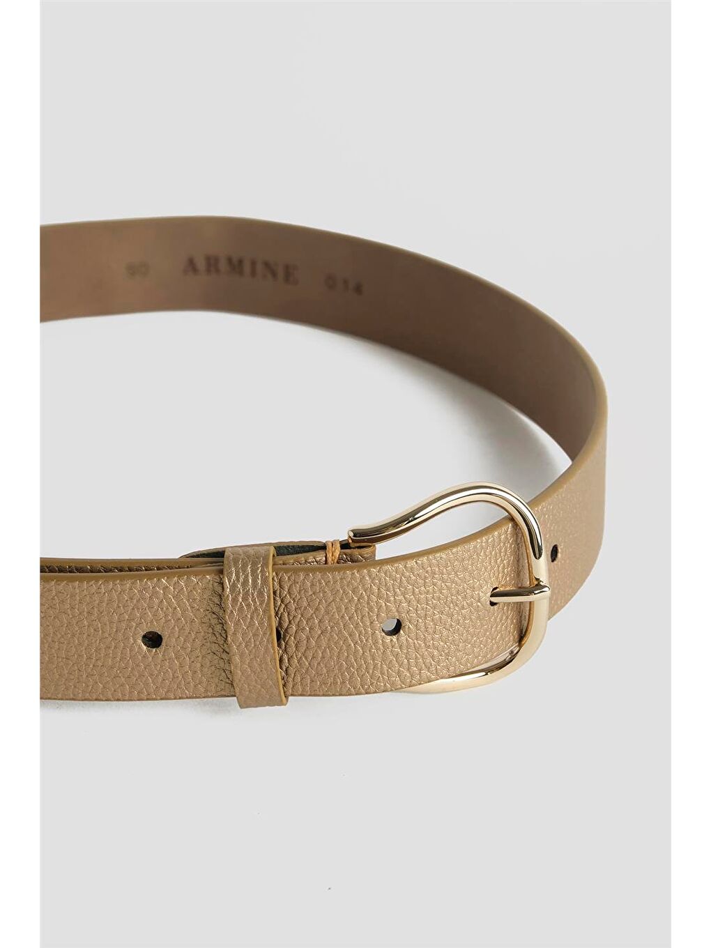 Ekru Parlak Deri Kemer 25Yd014 Gold-2