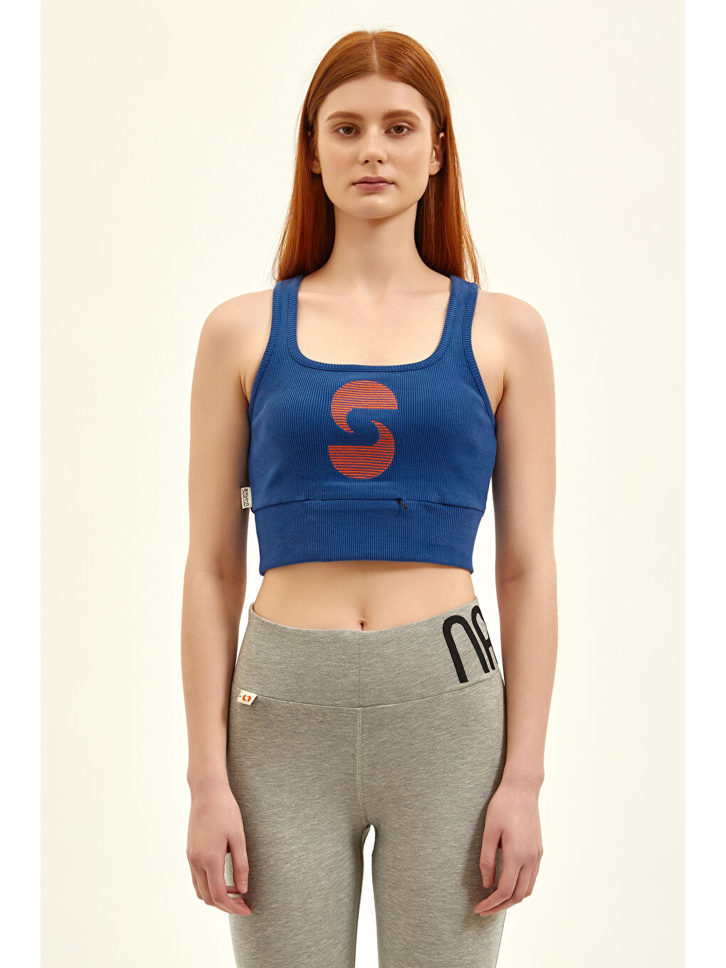 NSQ Açık Yaka Aktif Crop Top   Okyanus Mavisi