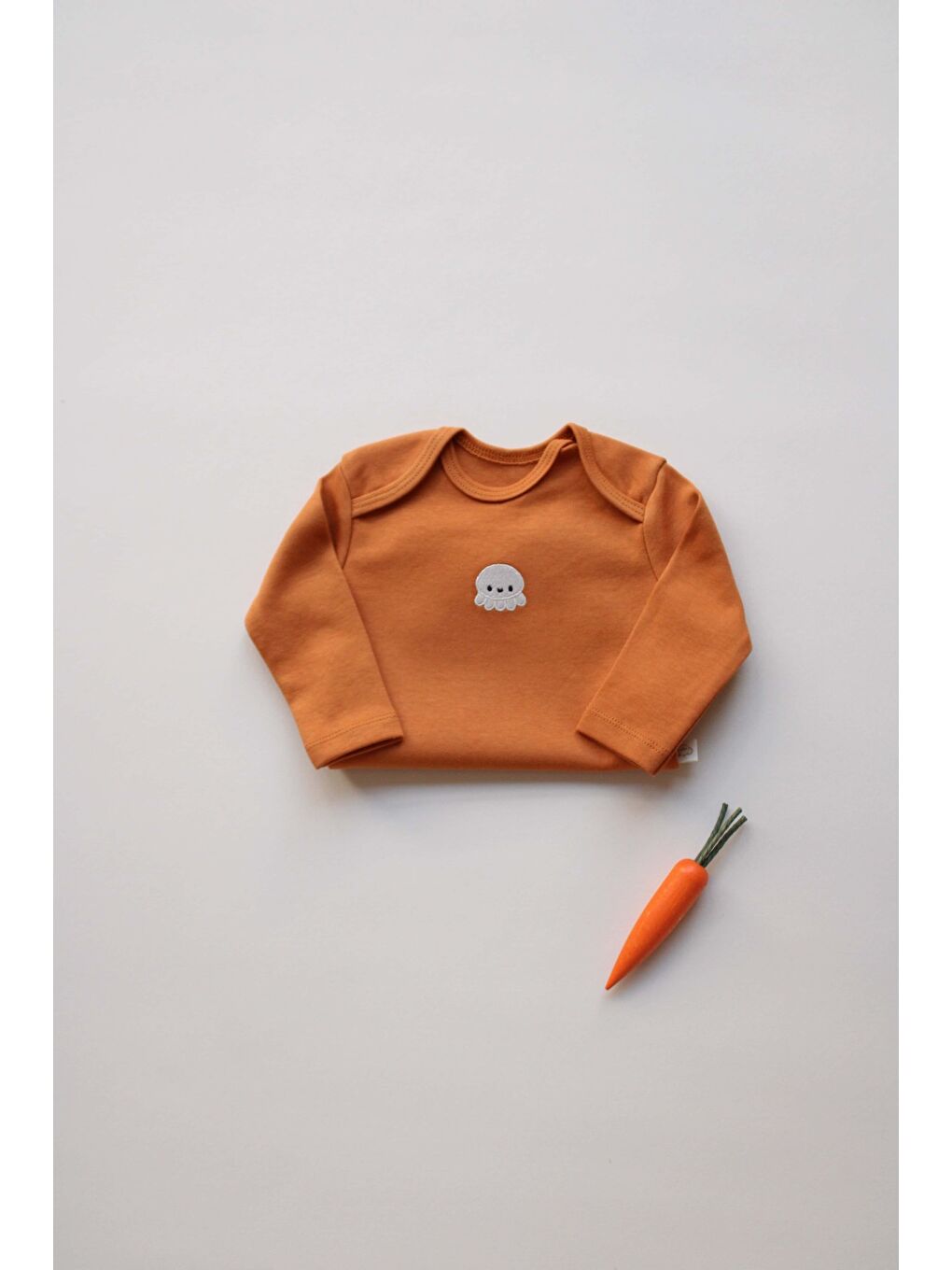 Kahverengi Ahtapot Nakışlı Uzun Kollu Body-4