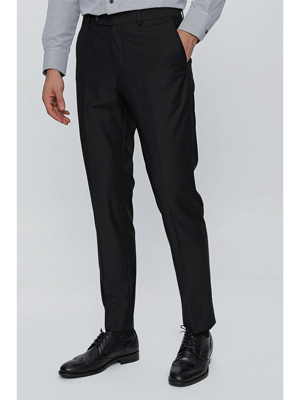Siyah Esnek Yandan Cepli Slim Fit Classic Erkek Pantolon 1003240013-5