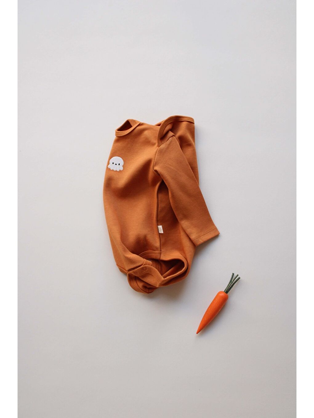 Kahverengi Ahtapot Nakışlı Uzun Kollu Body-5