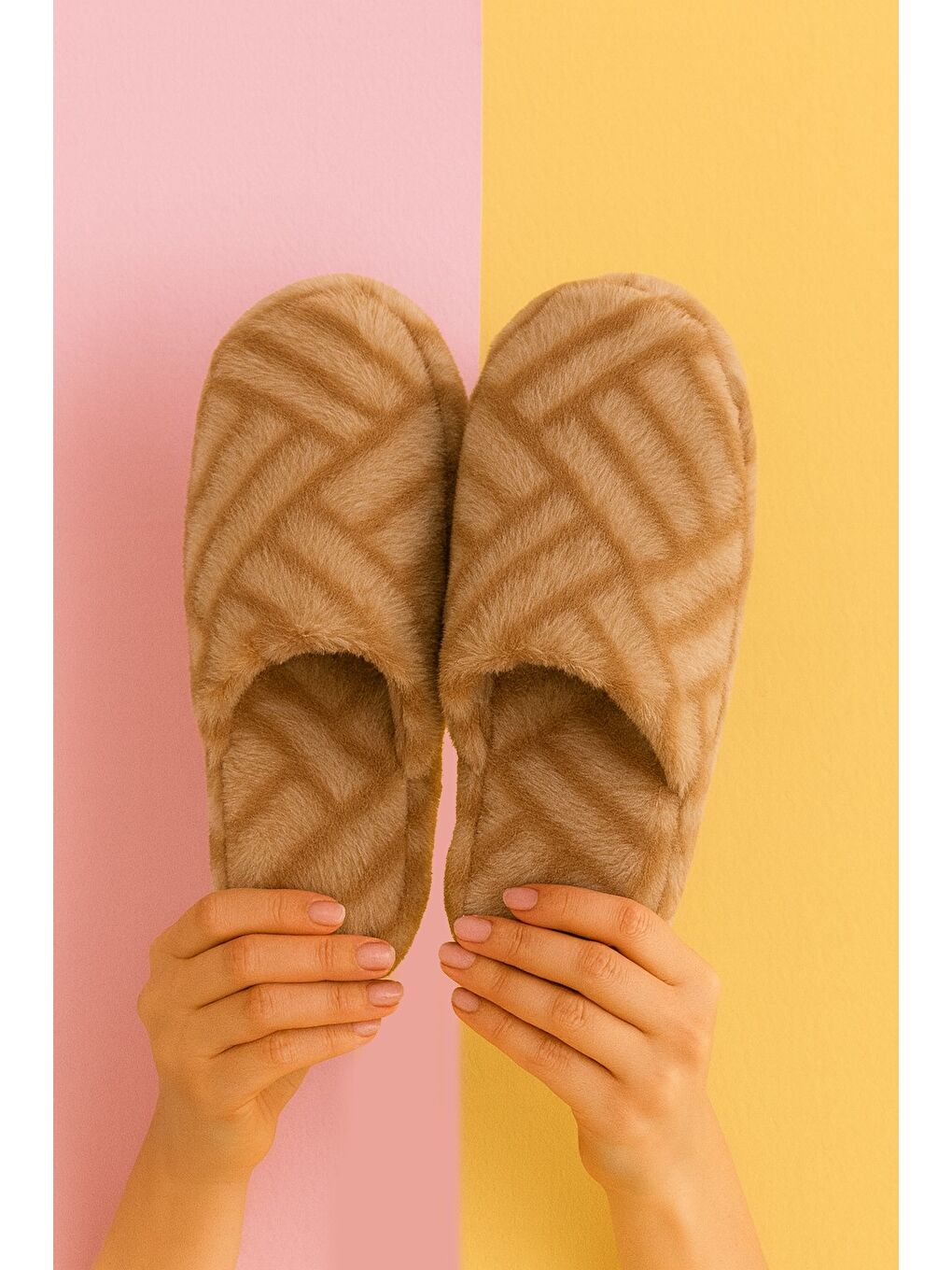 Kahverengi TERRA Kapalı Kadın Ev Terliği Günlük Rahat Kışlık Terlik