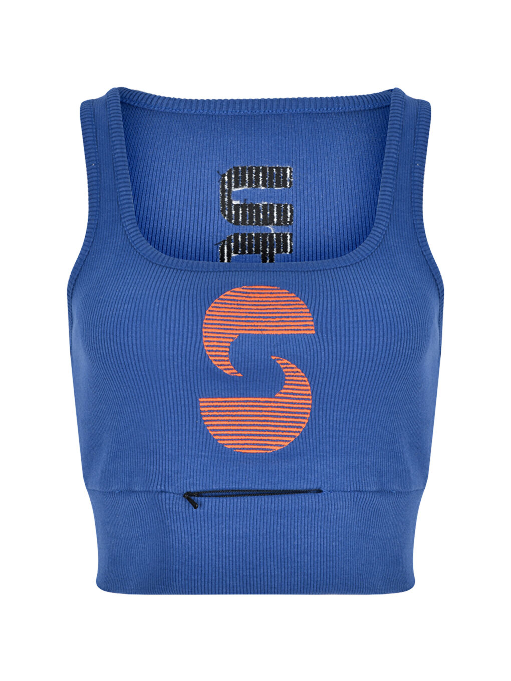 NSQ Açık Yaka Aktif Crop Top   Okyanus Mavisi-3