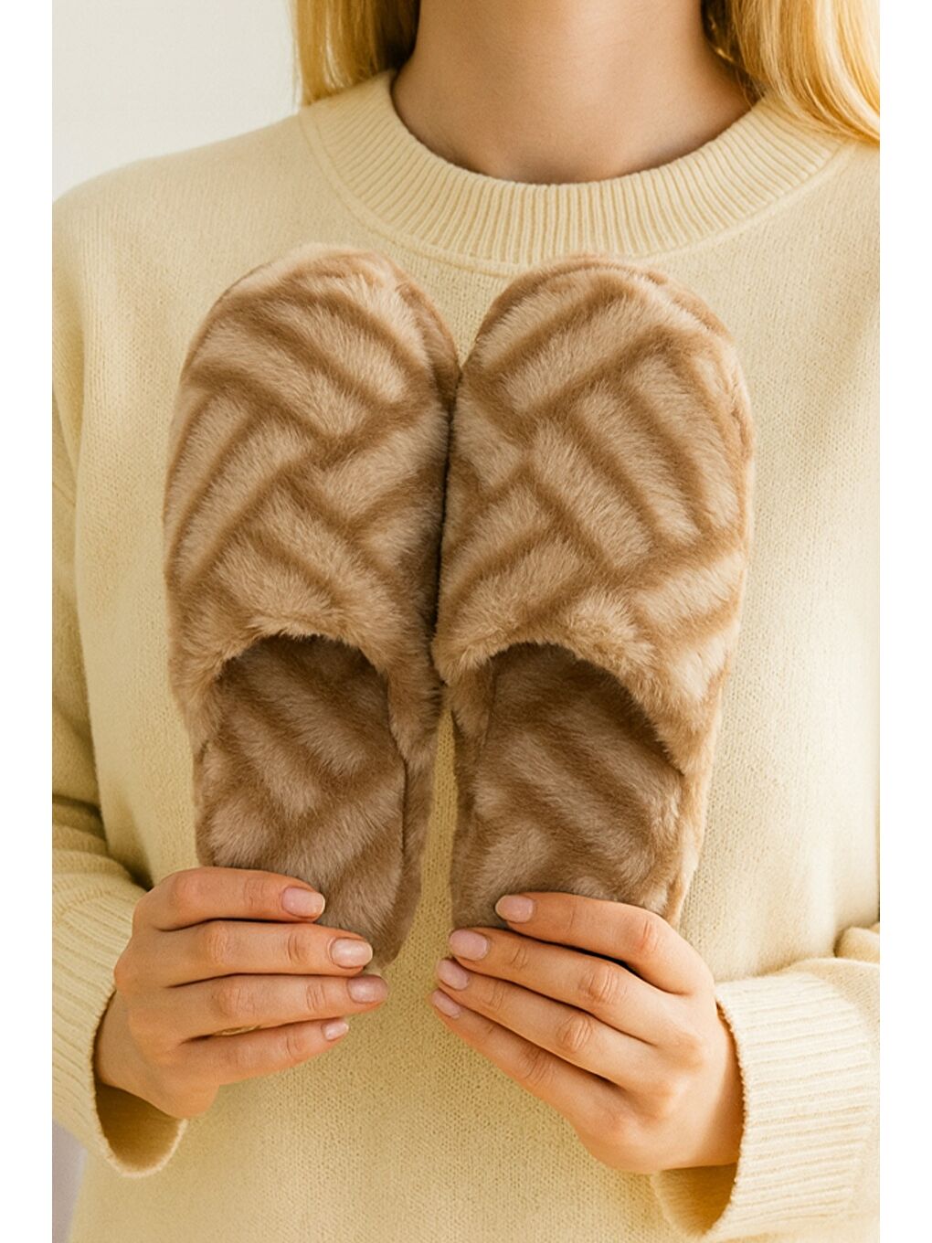 Kahverengi TERRA Kapalı Kadın Ev Terliği Günlük Rahat Kışlık Terlik-1