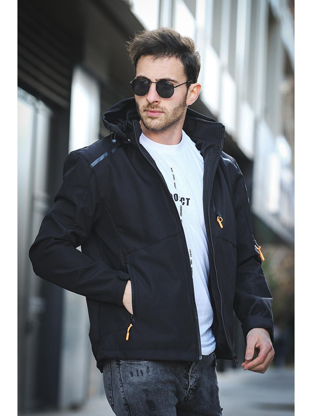 Siyah Juka Softshell Su Soğuk Rüzgar Geçirmez İçi Kürklü Dolgulu Softshell Erkek Dağcı Kampcı Kayakcı Mont-2