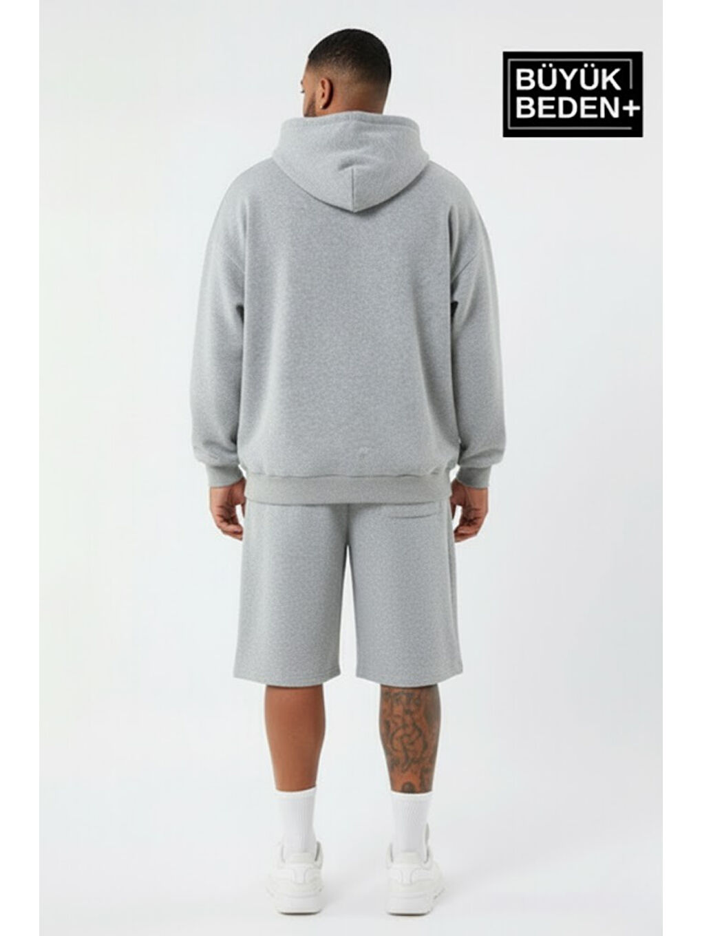 Lacivert Erkek Büyük Beden 2' li Set Kapüşonlu Kollar Ve Etek Ribanalı ince Swatshırt SPR26BSW957+2-2