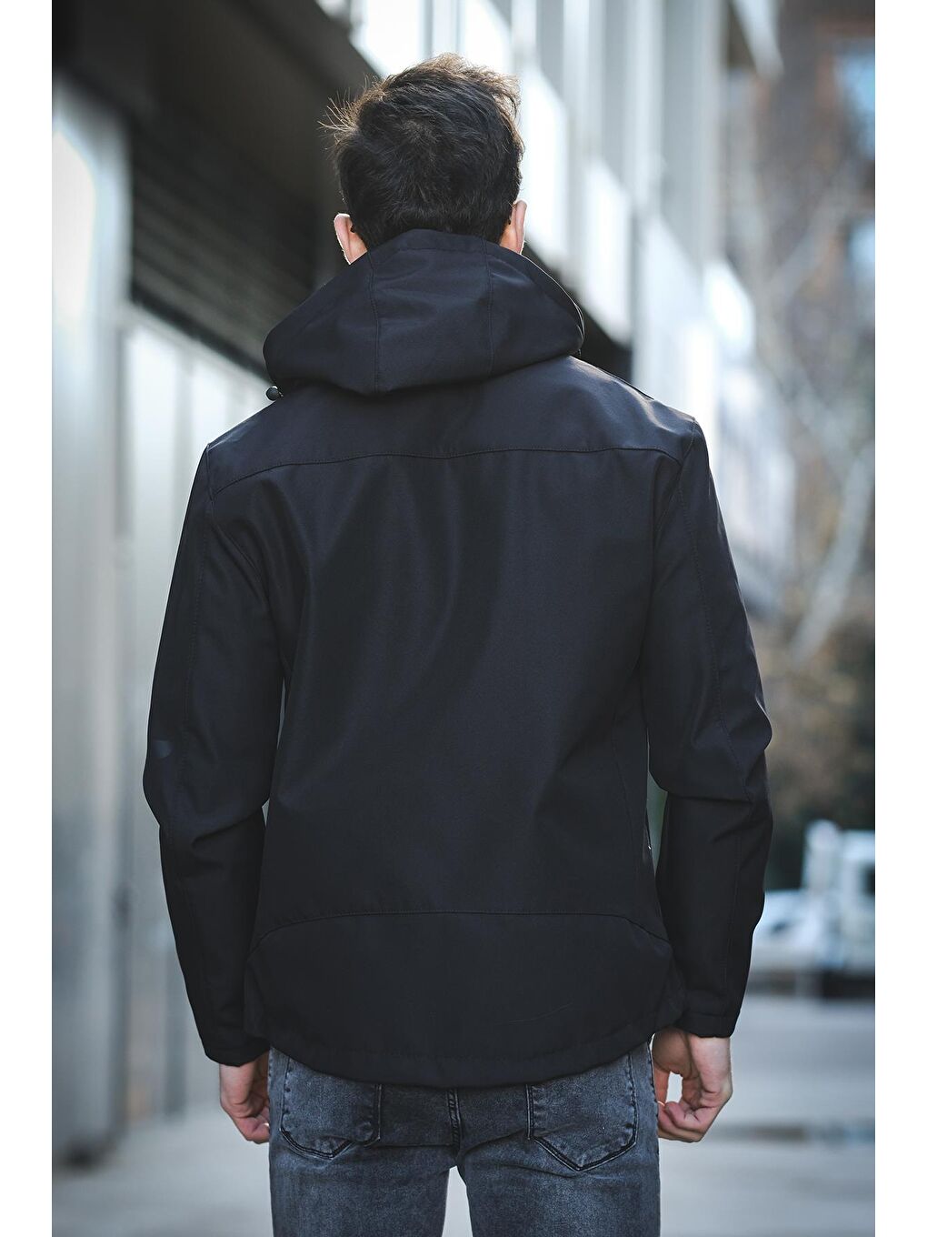 Siyah Juka Softshell Su Soğuk Rüzgar Geçirmez İçi Kürklü Dolgulu Softshell Erkek Dağcı Kampcı Kayakcı Mont-6