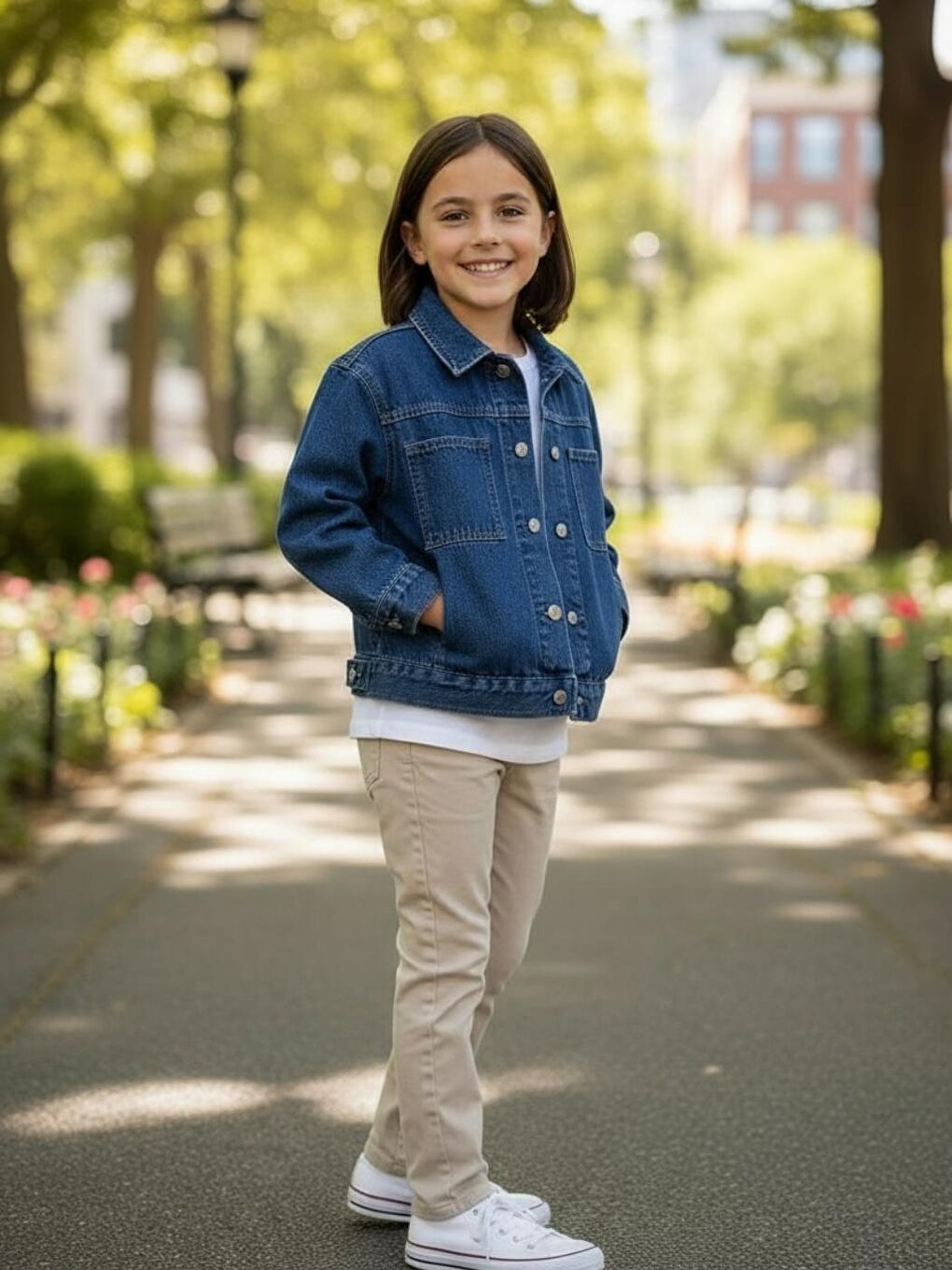 Mavi Unisex Çocuk Pamuklu Uzun Kollu Cep Detayli Denim Ceket-3