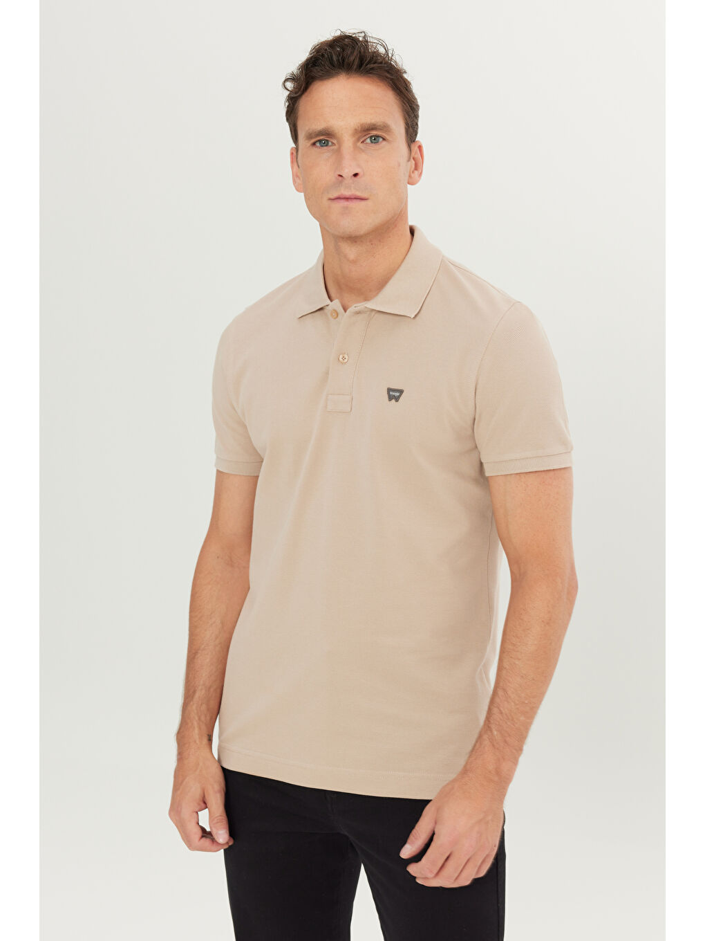 Bej %100 Pamuk Regular Fit Normal Kesim Polo Yaka Tişört