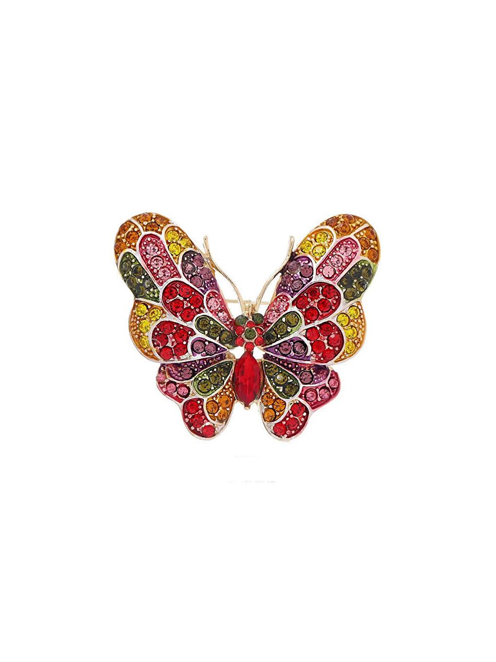 Sarı Rengarenk Zirkon Taşlı Zarif Kelebek Broş