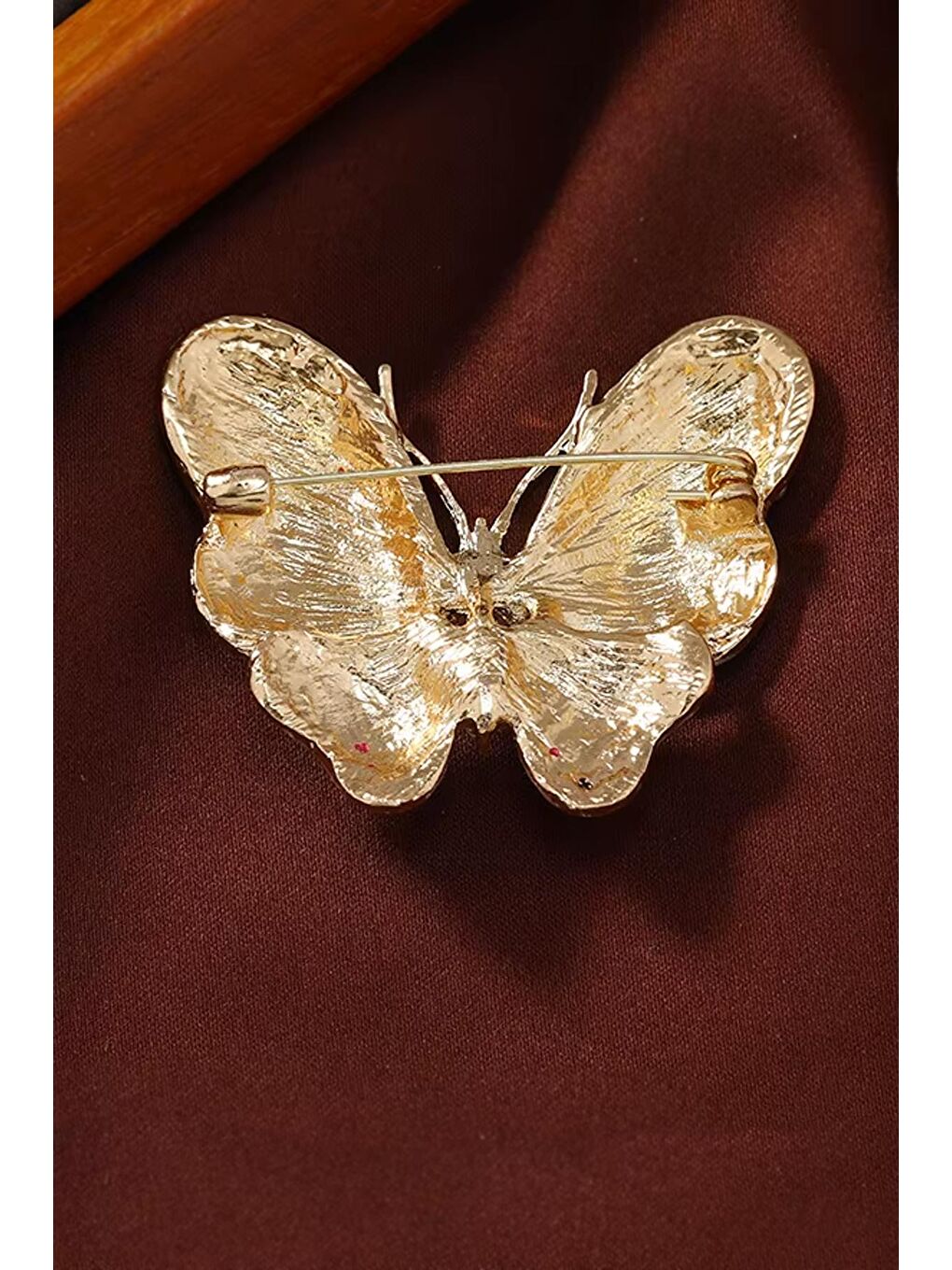 Sarı Rengarenk Zirkon Taşlı Zarif Kelebek Broş-3