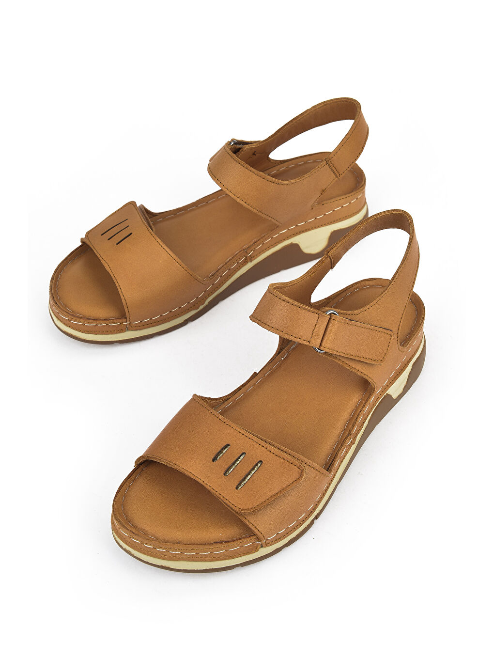 Kahverengi Kadın Hakiki Deri Sandalet 1511008Z22 Taba-4
