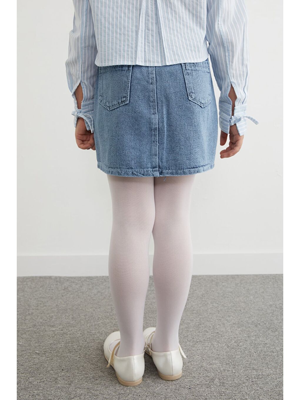 Mavi %100 Pamuk Çiçek Nakışlı Kız Çocuk Jean Etek-3