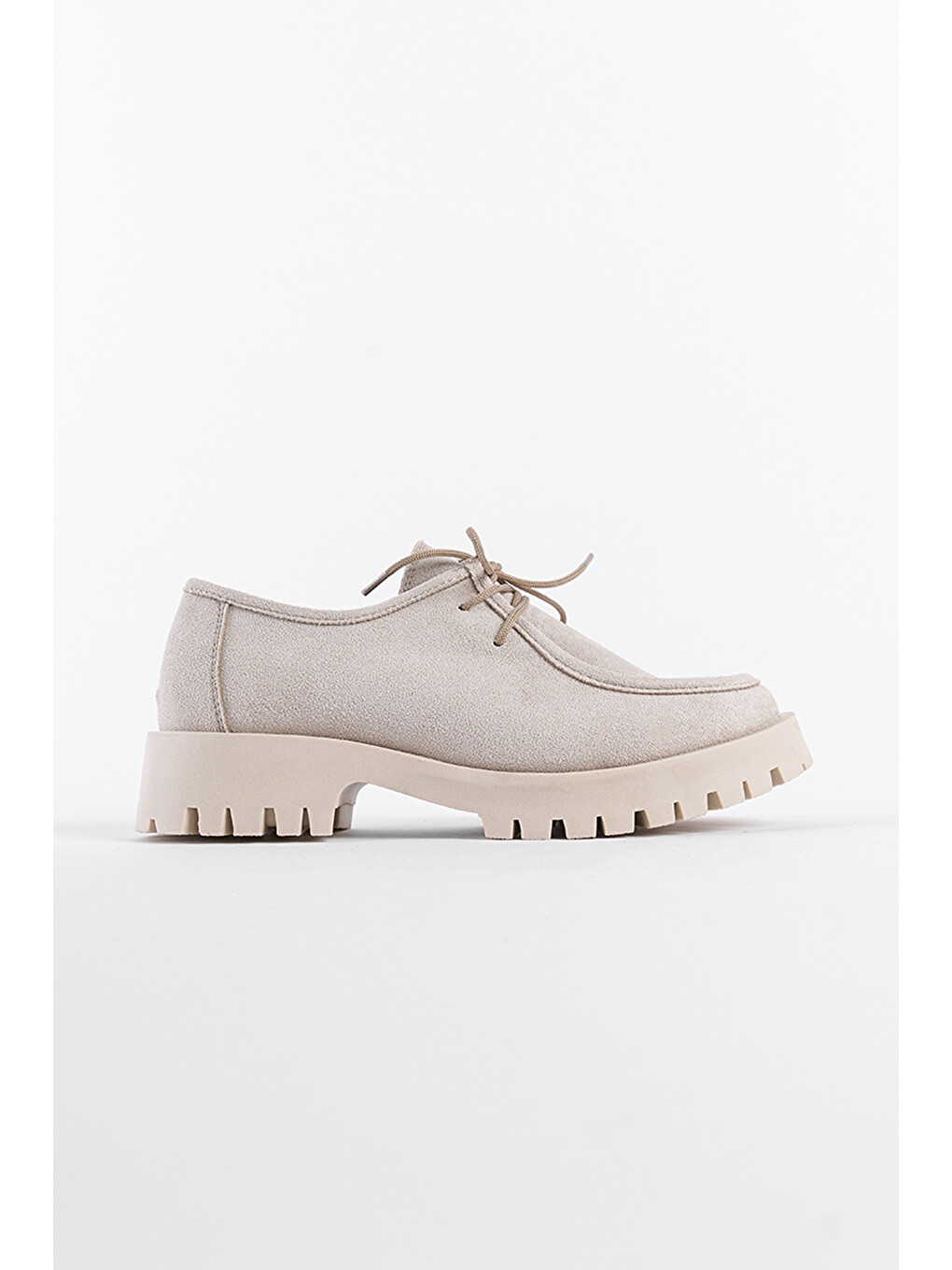 Bej Shelly Trak Tabanlı Süet Kadın Loafer Ayakkabı-1