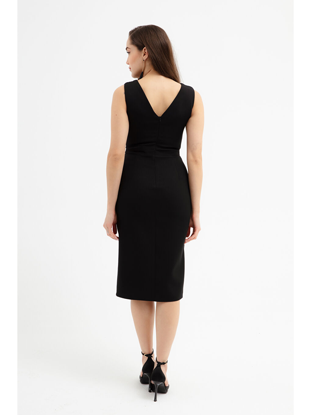 Kadın Siyah Çiçek Detaylı Söz Nişan Nikah Abiye Elbise-4