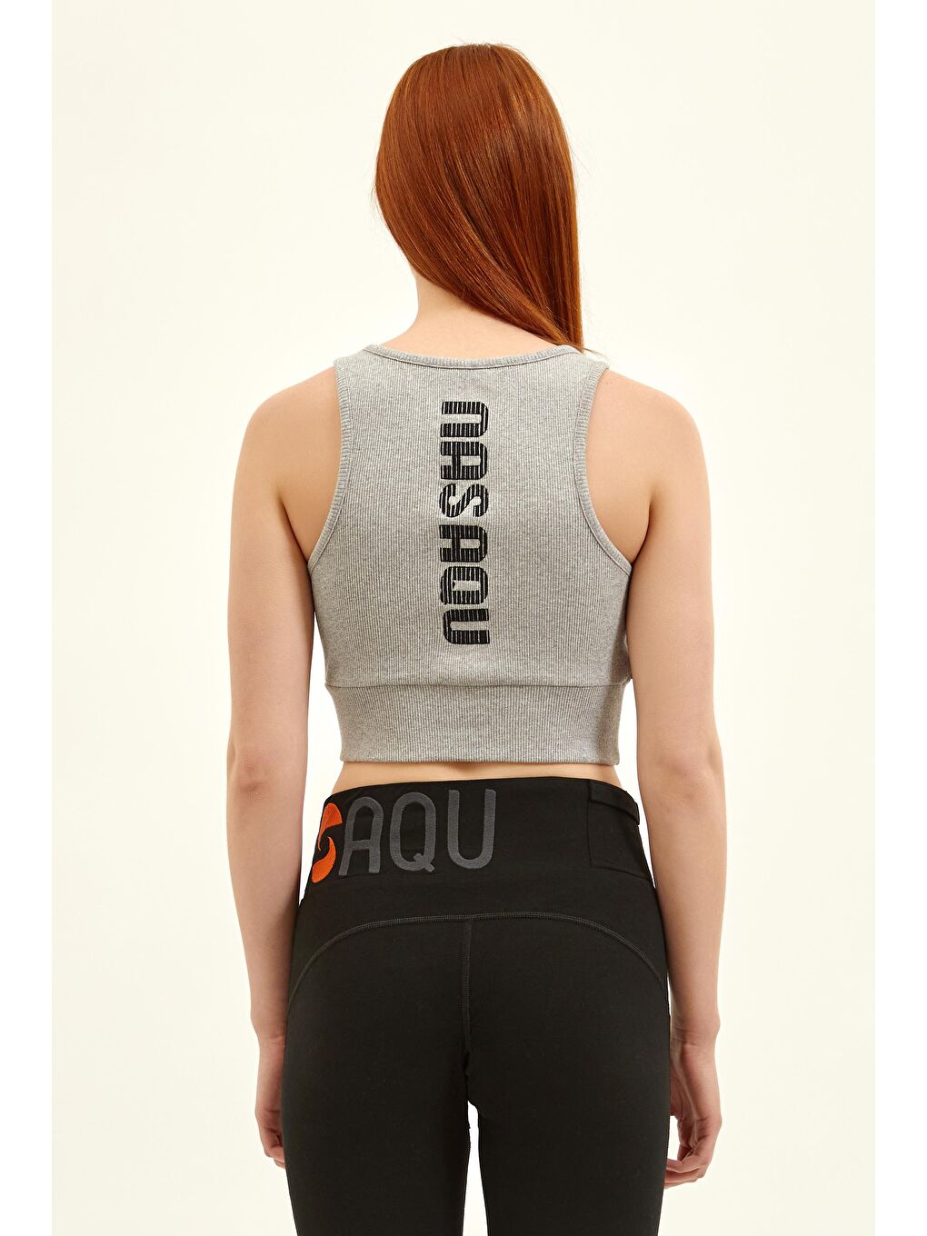 NSQ Açık Yaka Aktif Crop Top   Gri Krom-2