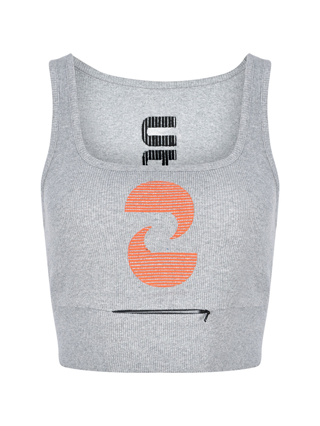 NSQ Açık Yaka Aktif Crop Top   Gri Krom-4