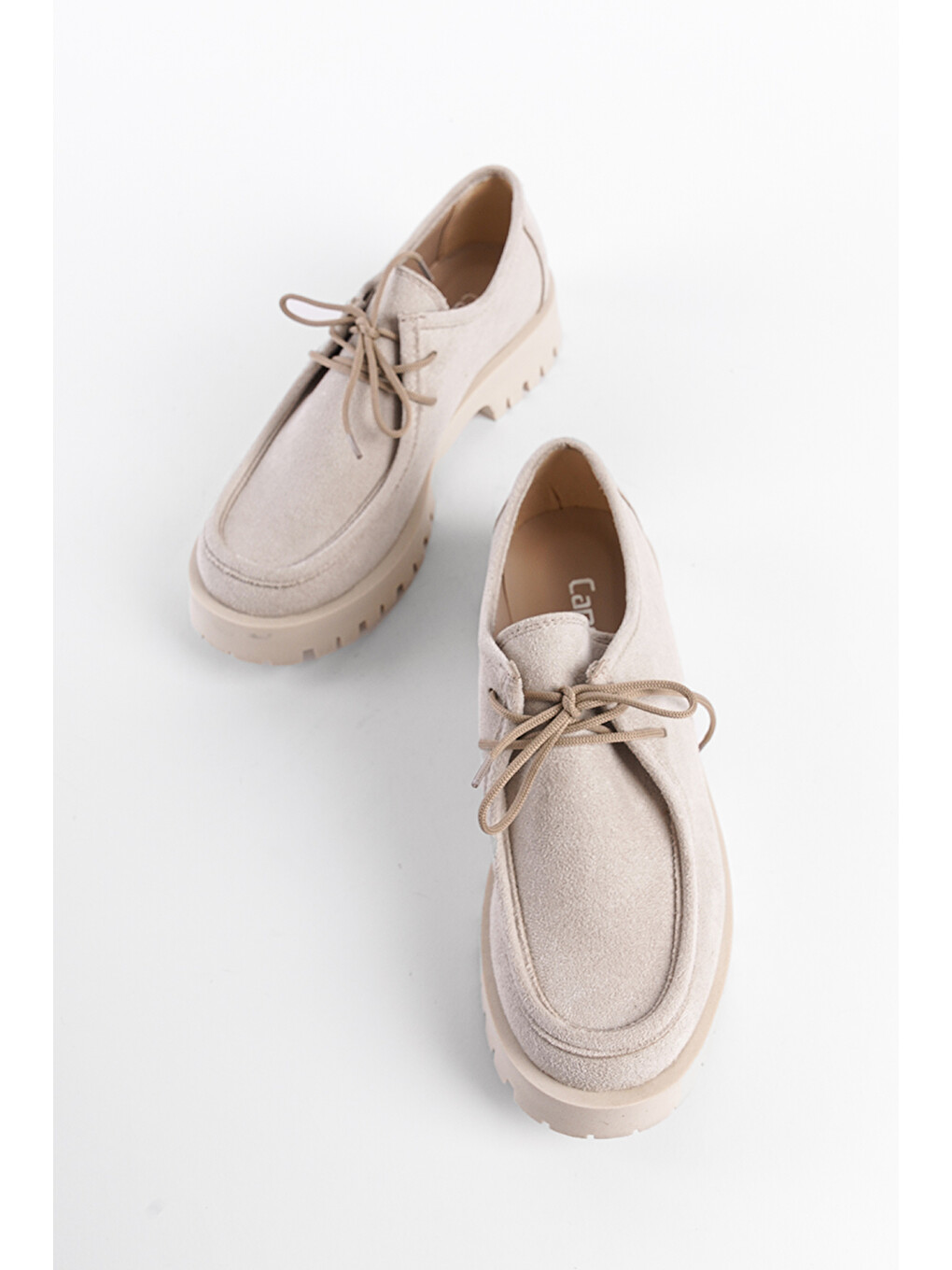 Bej Shelly Trak Tabanlı Süet Kadın Loafer Ayakkabı-3