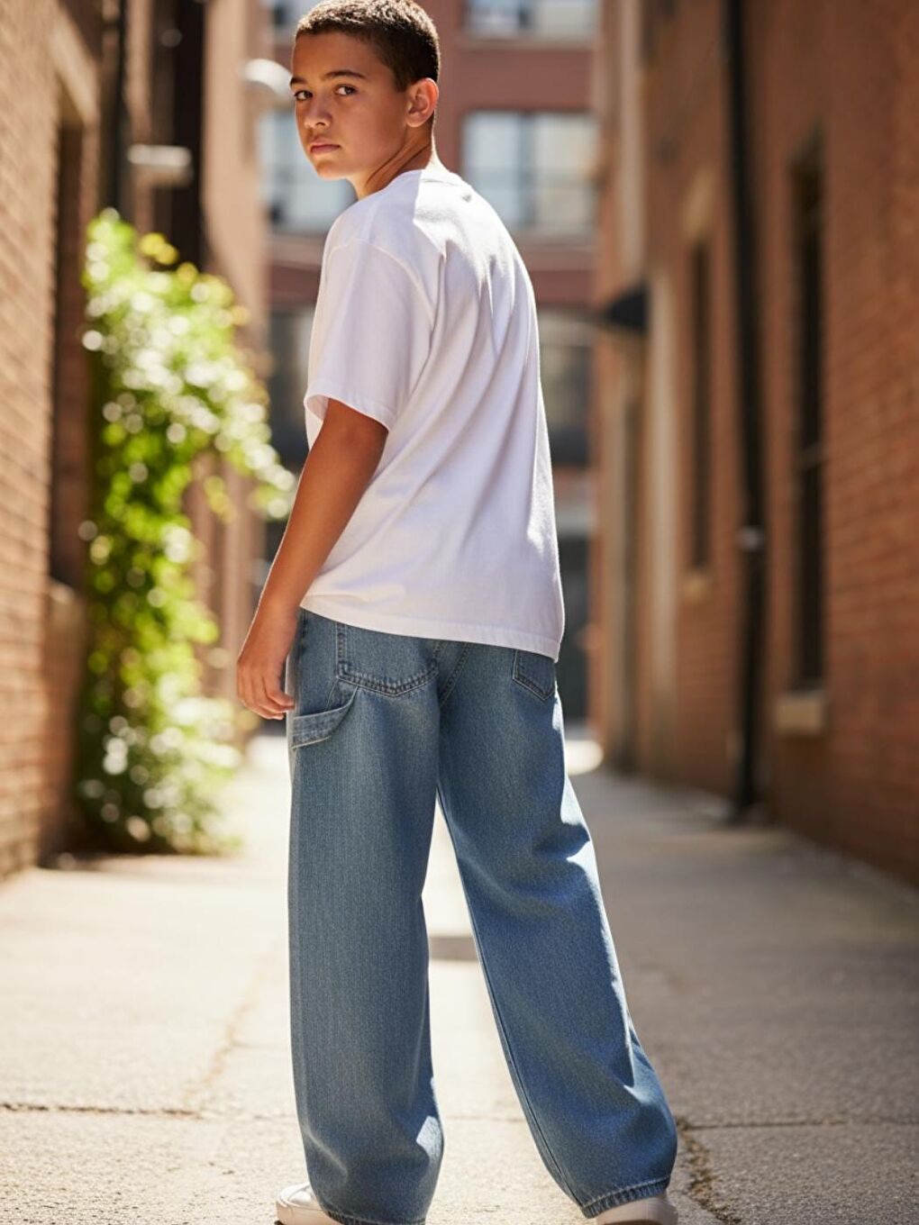 Mavi Erkek Çocuk Baggy Fit Geniş Bol Paça Jean Pantolon-3