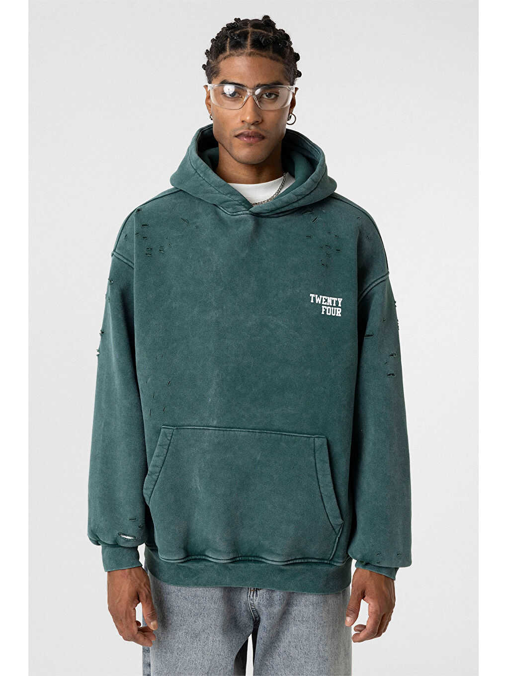 VAMOSCLO Petrol YIKAMALI YAZI DETAYLI OVERSIZE SWEATSHIRT PETROL