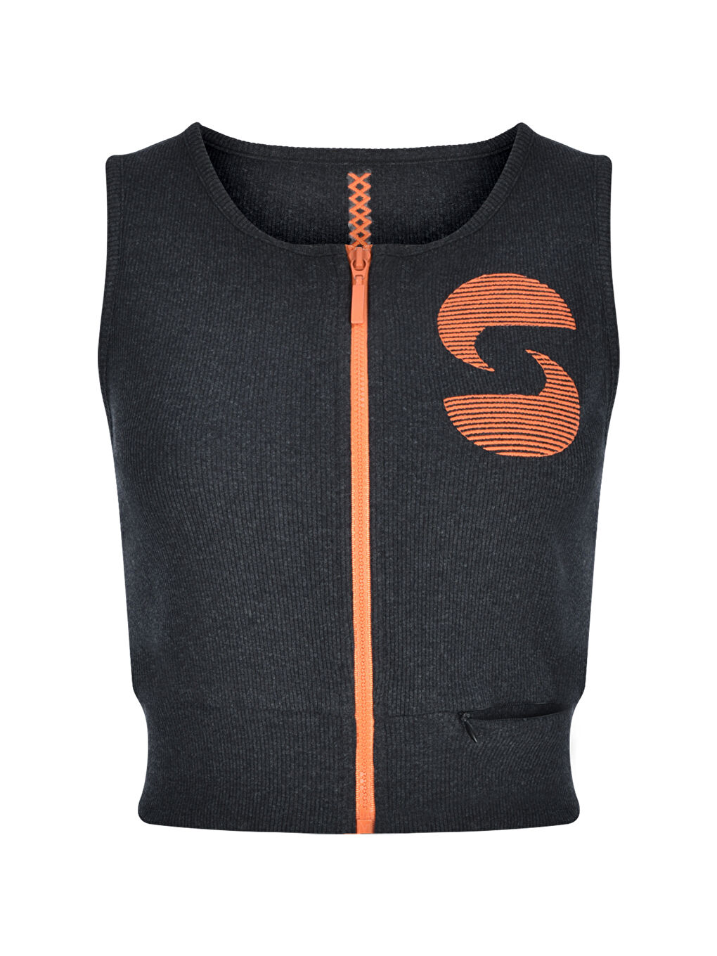 NSQ Aktif Fermuarli Crop Top   Antrasit-3