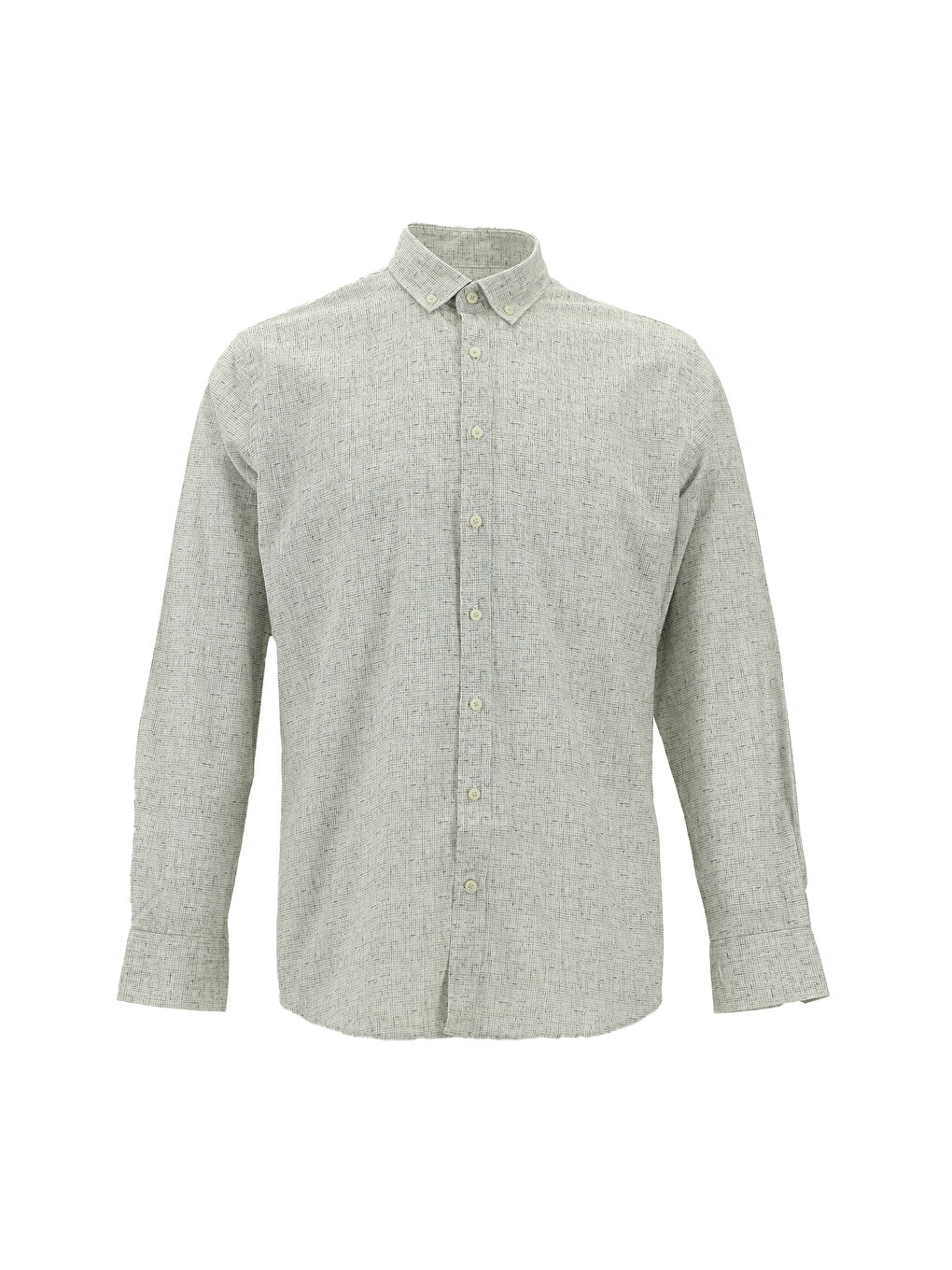 Gri Uzun Kol Slim Fit Dar Kesim Pamuk Gömlek