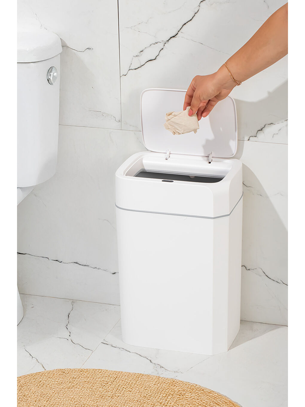 Beyaz Me02 Hareket Sensörlü Sessiz Çöp Kutusu 18 lt-3