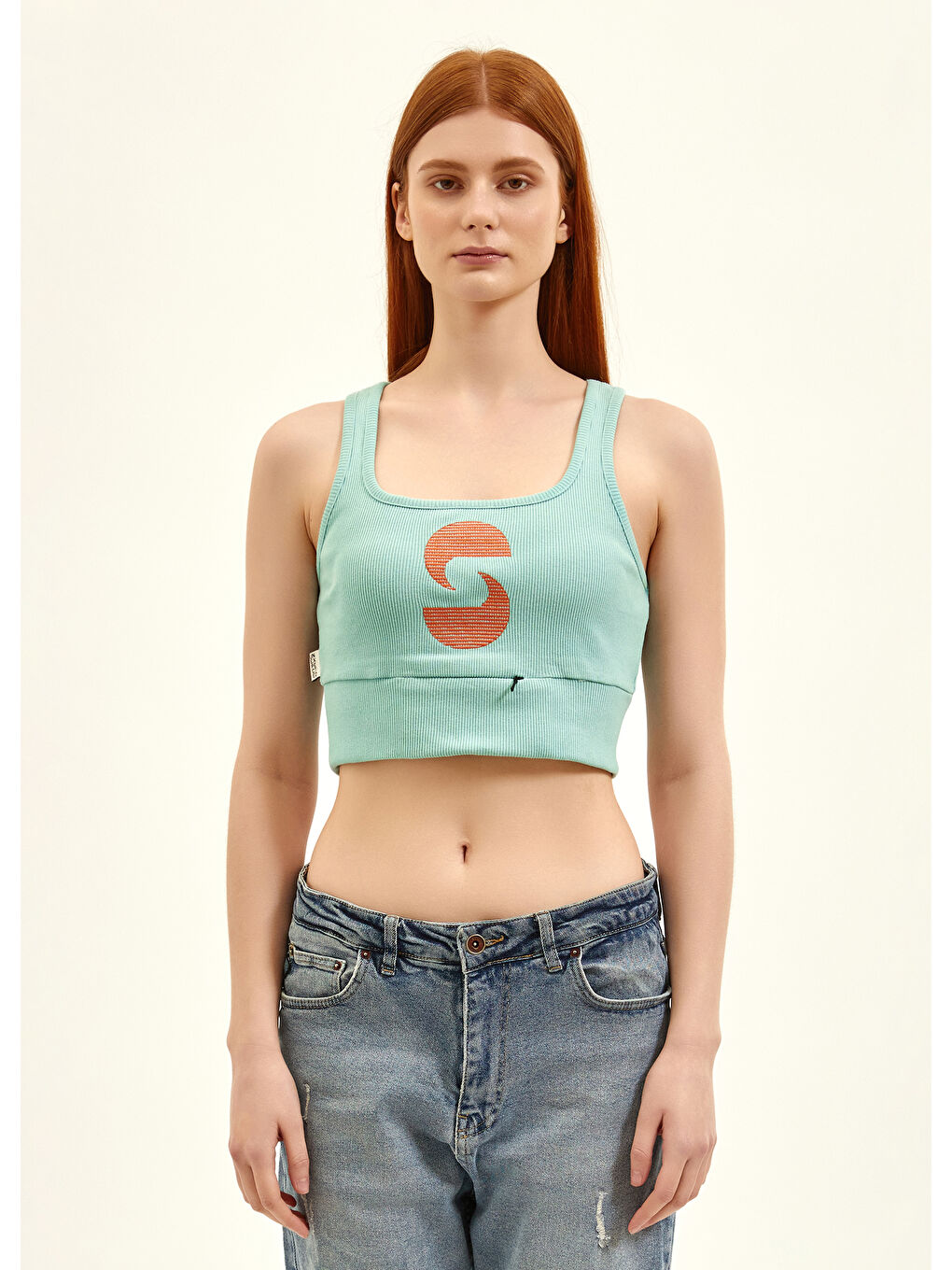 NSQ Açık Yaka Aktif Crop Top   Mint Yeşili