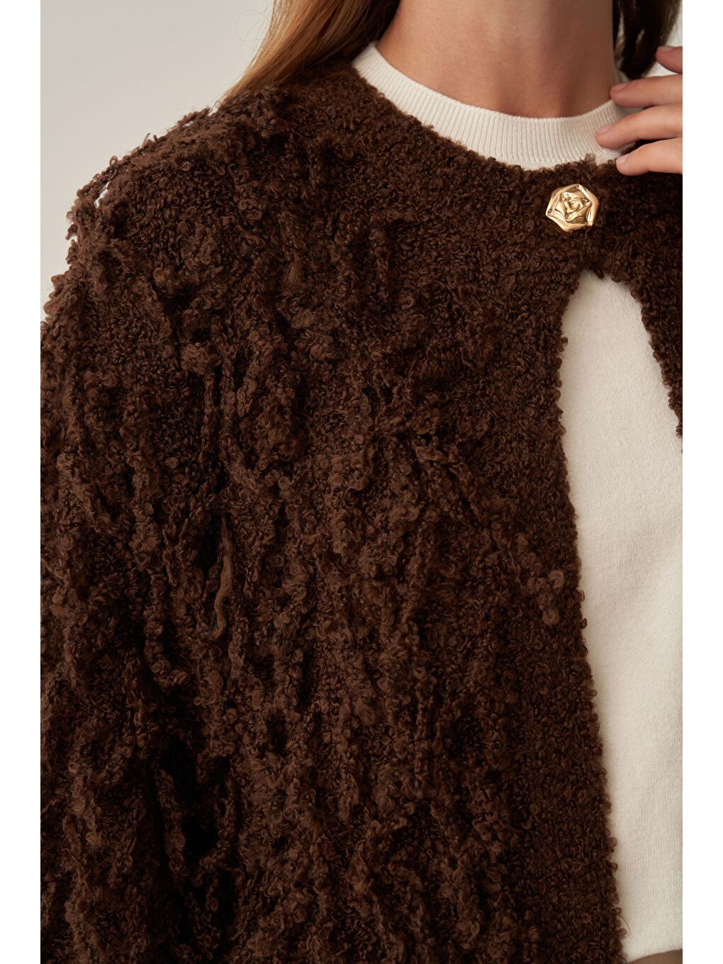 Kahverengi Acı Kahve-Kırpık Triko Hırka-4