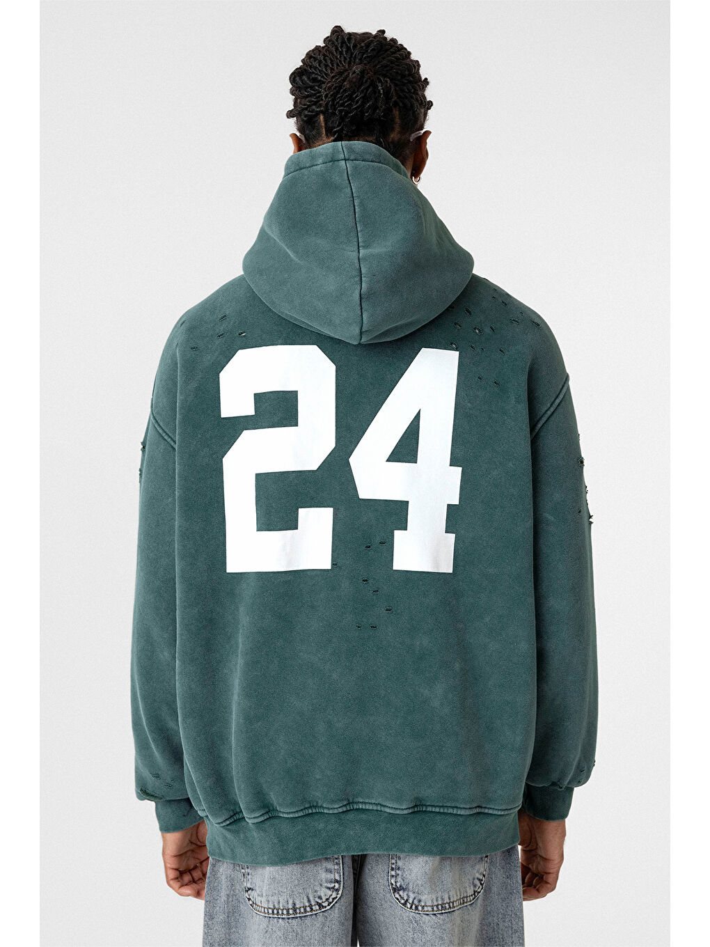 VAMOSCLO Petrol YIKAMALI YAZI DETAYLI OVERSIZE SWEATSHIRT PETROL - 4