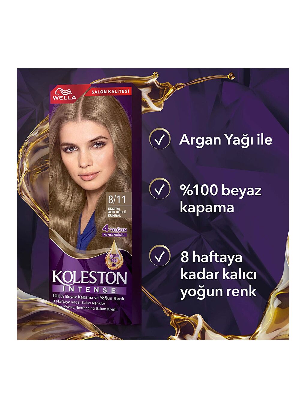 Wella Renksiz Koleston Intense Saç Boyası 8/11 Ekstra Açık Küllü Kumral - 5