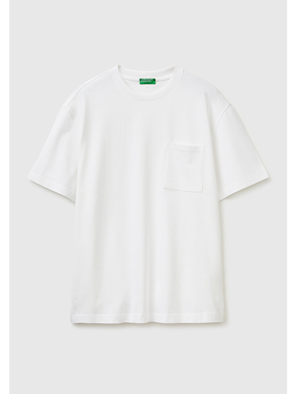 Erkek Beyaz  %100 Pamuk Cepli Arkası Logo Nakışlı Bisiklet Yaka T-Shirt
