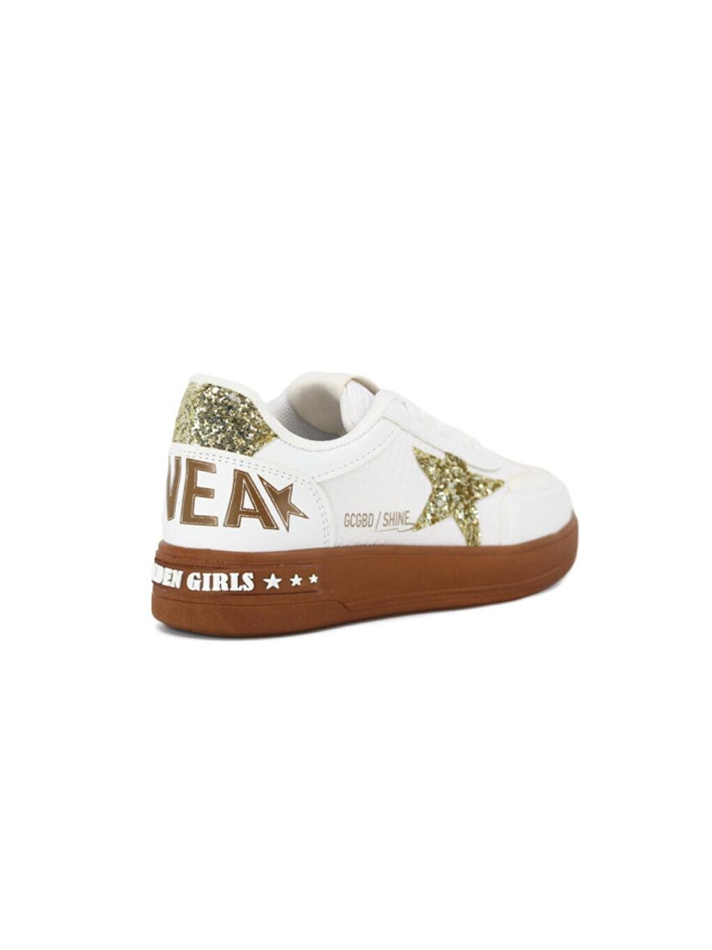 Beyaz Goldens Işıltılı Yıldız Detaylı Kız Çocuk Sneaker Konforlu Spor Ayakkabı-3
