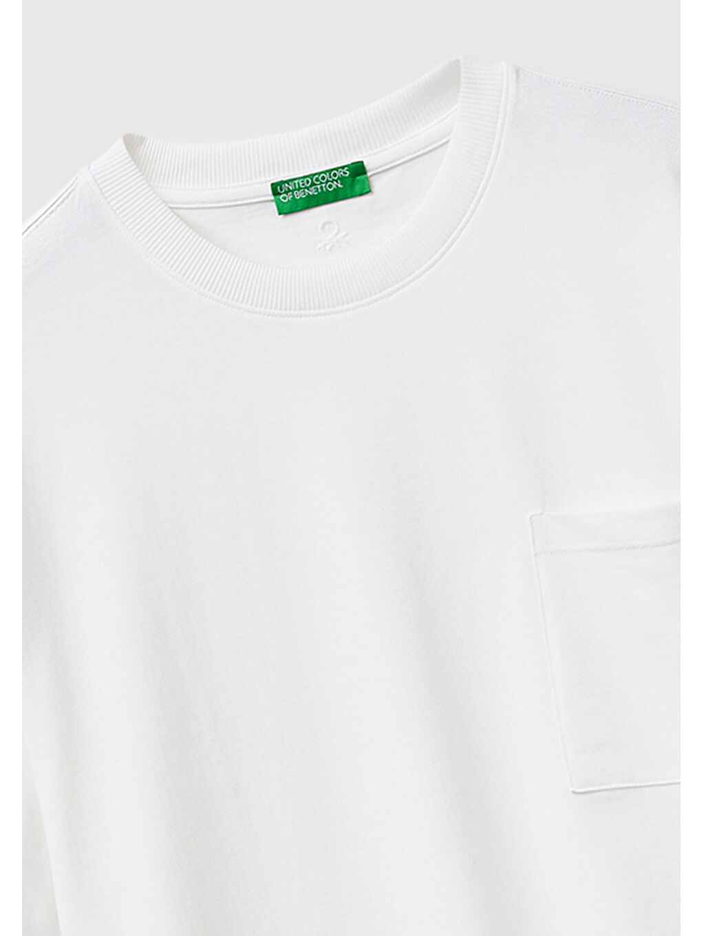 Erkek Beyaz  %100 Pamuk Cepli Arkası Logo Nakışlı Bisiklet Yaka T-Shirt-2